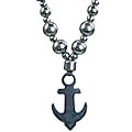 14105: Beaded gray hematite  charm necklaces