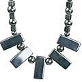 14106: Beaded black,gray hematite  charm necklaces