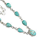 Design 14377: blue,green turquoise drop necklaces