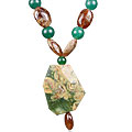 Design 14742: green,orange sunstone necklaces