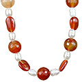 Design 14757: orange,white carnelian contemporary necklaces