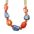 Design 14811: blue,orange,yellow citrine art-deco necklaces