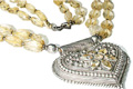 9504: Bali Silver Beaded yellow lemon quartz  medallion necklaces