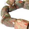 9669: Beaded Green, Red unakite  tumbled necklaces