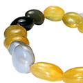 9673: Yellow, grey chalcedony  chunky necklaces