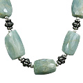 9689: Green aquamarine  tumbled necklaces