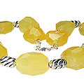 9710: Beaded yellow chalcedony tumbled necklaces