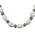 9712: Beaded white snow quartz  tumbled necklaces