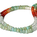 9721: Beaded multi,white opal  multistrand necklaces