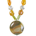 9738: Beaded green,yellow onyx chunky necklaces