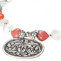 Design 9747: gray,white moonstone flower necklaces