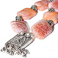 9756: Peach agate  contemporary necklaces