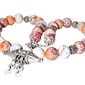 9761: White,pink agate  ethnic necklaces