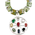 Design 9763: Green jasper ethnic necklaces