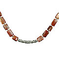 9768: Beaded orange sunstone ethnic necklaces