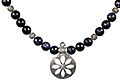 9770: Silver Beaded blue goldstone  medallion necklaces