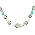 9779: Beaded White, Blue crystal  chunky necklaces