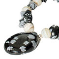 9819: Beaded black obsidian chipped necklaces