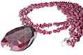 9823: Beaded red ruby chipped necklaces