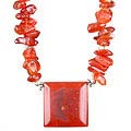9824: Beaded orange carnelian chipped necklaces