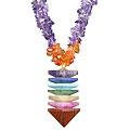 9825: Beaded green,orange,purple multi-stone  chakra necklaces