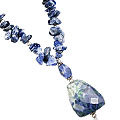 9832: Beaded Blue sodalite pendant necklaces
