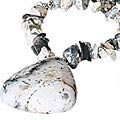 9841: Beaded gray,multi-color jasper adjustable necklaces