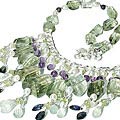 Design 9850: blue,green,purple multi-stone choker necklaces