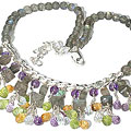 Design 9852: purple,yellow multi-stone choker necklaces