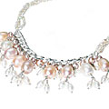 Design 9854: pink,white pearl choker necklaces