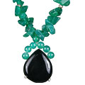 9855: Beaded Green, black onyx  chipped necklaces