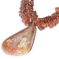9857: Beaded Brown hessonite  chipped necklaces
