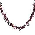 9872: Beaded red garnet  strand necklaces