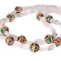 9883: Beaded pink rose quartz ethnic necklaces