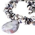 9966: White, Gray, Black dendrite opal  chipped necklaces