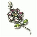 10062: Silver Setting green,pink,red rhodolite pendants