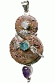 10068: Silver Setting Brown, Purple, Green jasper pendants