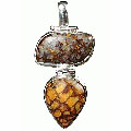 10165: Silver Setting brown jasper drop pendants