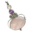 Design 10171: pink,purple rose quartz drop pendants