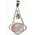 Design 10193: pink,yellow rose quartz pendants