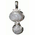 10198: Silver Setting White, Black agate pendants