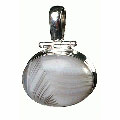 10199: Silver Setting White, Black agate pendants