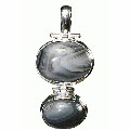 10200: Silver Setting Black, White agate pendants