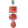 10222: Silver Setting Red, White carnelian pendants