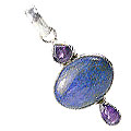 10307: Silver Setting blue,purple lapis lazuli pendants