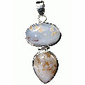 10338: Silver Setting White, Peach jasper  drop pendants