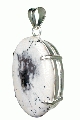 10479:  White, Black dendrite opal  art-deco pendants