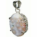10482: silver setting white jasper  art-deco pendants