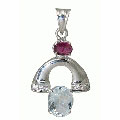 Design 10490: blue,pink aquamarine art-deco pendants