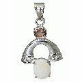 10491:  White, Brown opal  art-deco pendants